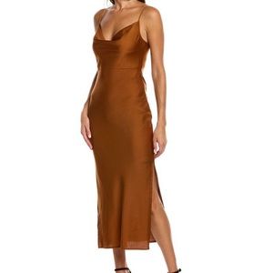 Taylor cowel neck slip dress burnt orange midi length 8